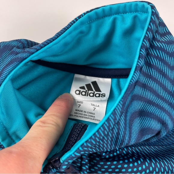 Adidas Teal And Navy Print Zip Up Track Jacket 7 - Picture 3 of 3